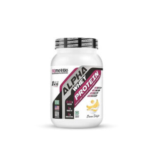 Getmymettle Alpha Whey Protein Banana Delight 1kg – High Protein Supplement for Muscle Gain