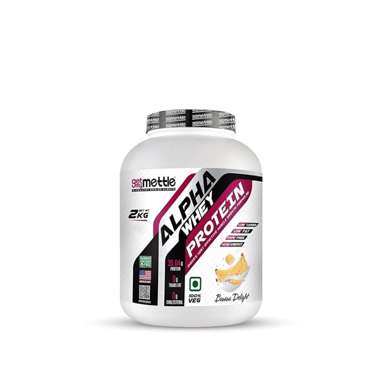 Getmymettle Alpha Whey Protein 2kg Banana Delight – High Protein Powder