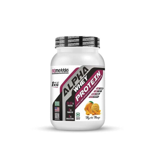 Getmymettle Alpha Whey Protein Mystic Mango 1kg – Premium Whey Protein for Strength & Endurance