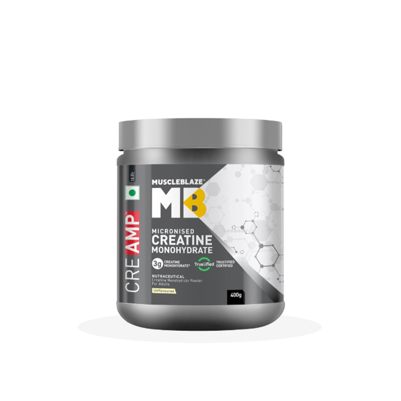 MuscleBlaze Micronised Creatine Monohydrate CreAMP Powder pack front view