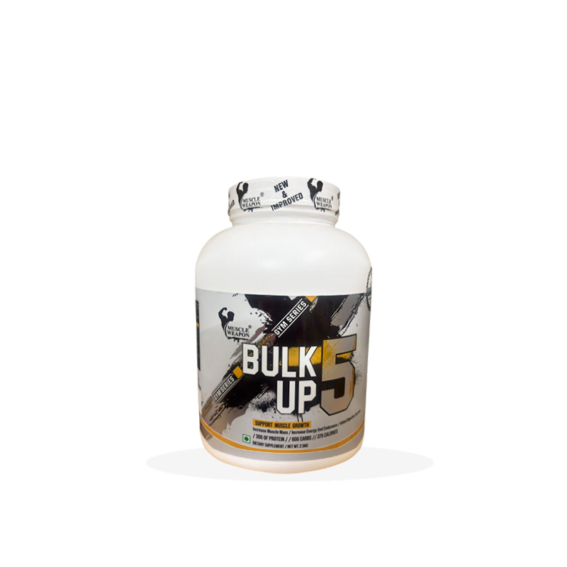 Muscle Weapon Bulk Up 5 Mass Gainer Chocolate 2.5kg – Front View