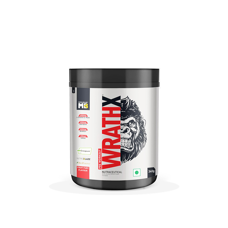 WrathX Pre-Workout with Creapure NitroBlaze BioPerine (Fruit Fury) Front View