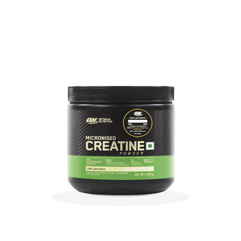 Optimum Nutrition Micronized Creatine Powder 250g Jar – Front View