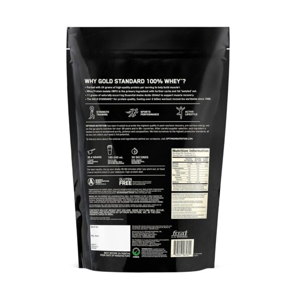 Optimum Nutrition Gold Standard Whey Protein Powder 454 g Double Rich Chocolate Back