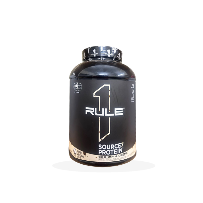 Rule 1 Source7 Protein Cookies & Crème – Front Packaging