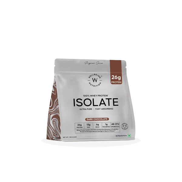 Wellbeing Nutrition Whey Protein Isolate 1kg Dark Chocolate – Best Whey Protein in India