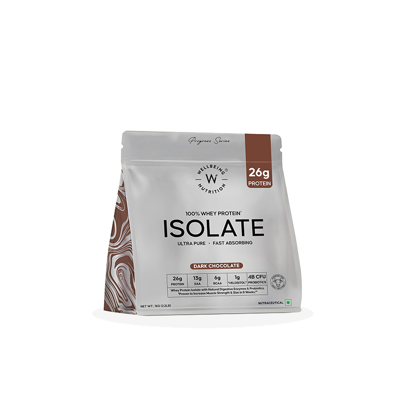 Wellbeing Nutrition Whey Protein Isolate 1kg Dark Chocolate – Best Whey Protein in India
